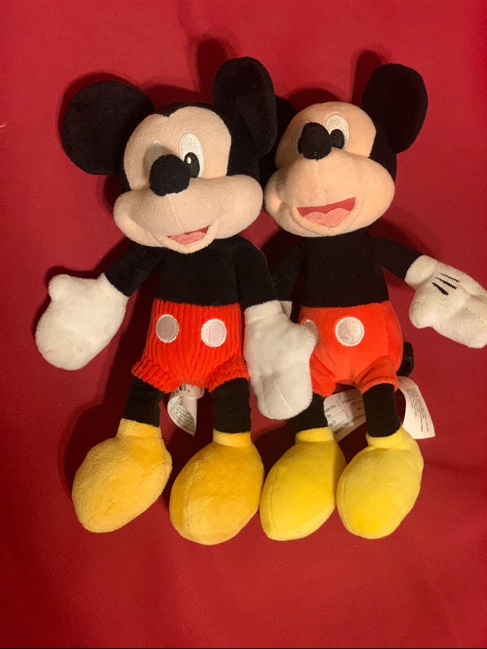Disney Classic Mickey Mouse 10” Plush Toy (2) - Black, Red, Yellow